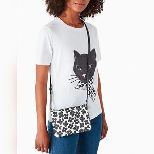 Kate Spade Darcy Small Dlim Crossnody Black Floral Pattern Bag